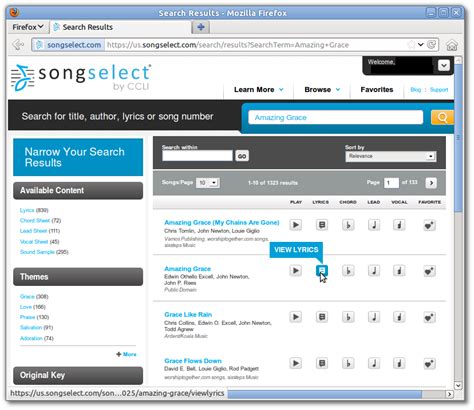 song select lyric service.